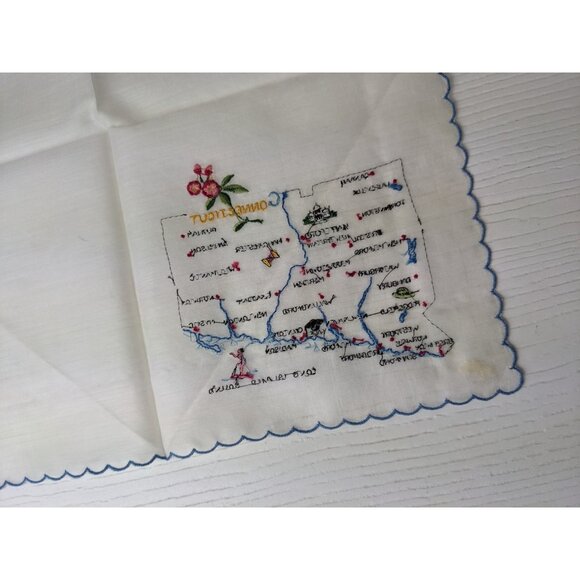Vintage Handkerchief 1950’s Connecticut Stitched Scalloped Edge 11” Square - Picture 9 of 10